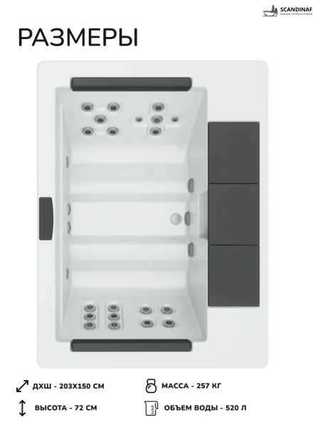Встраиваемое джакузи Scandinaf Hotel 203, до 4 чел.