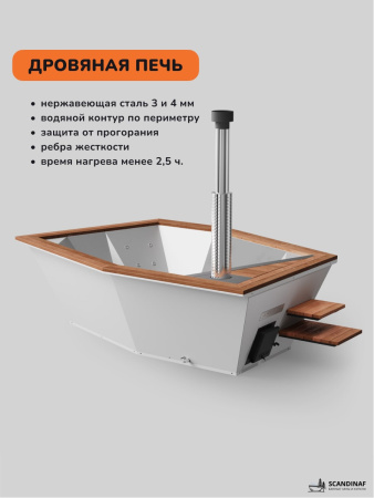 Купель на дровах SCANDINAF Icon 350W, 4-6 чел., белый